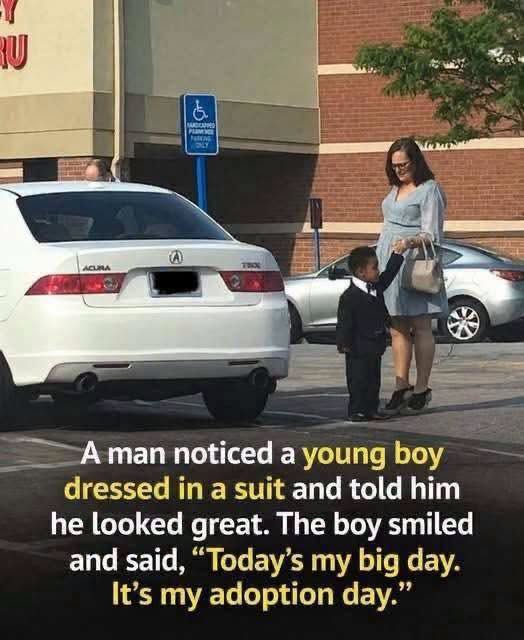A Heartwarming Moment: The Boy in the Suit on His Adoption Day image